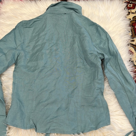 BLANK NYC Tie front linen Blouse green Xs - Picture 6 of 6